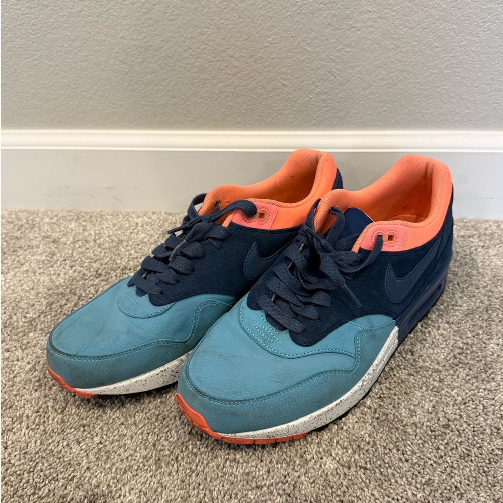 Nike Air Max 1’s Teal and Coral Men’s Sneakers